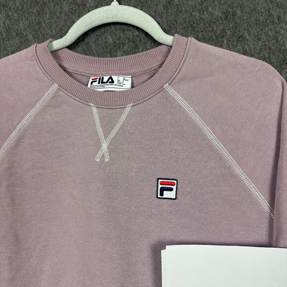 Fila Womens Small Lilac Sweatshirt 100% Cotton Logo Crewneck Casual Lightweight - Picture 2 of 11
